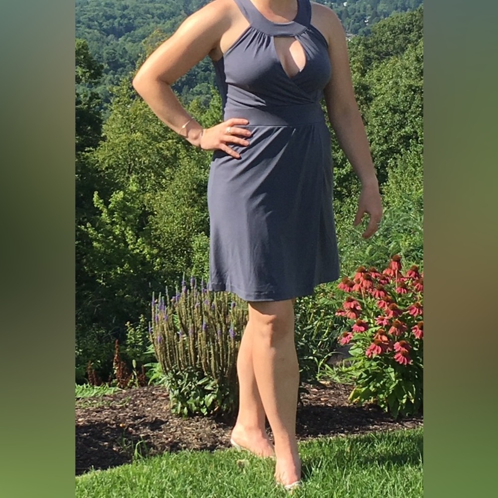Banana Republic Grey Halter Neck Faux Wrap Dress - Sz 2